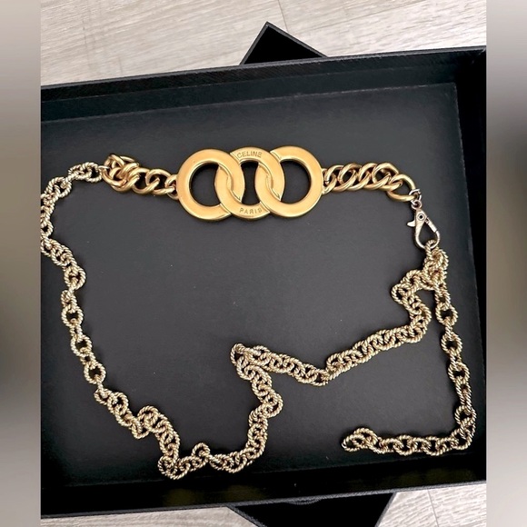 CELINE PARIS RUNWAY LOGO CHUNKY ADJUSTABLE  CHAIN BELT- UPDATED PICS - Picture 5 of 11